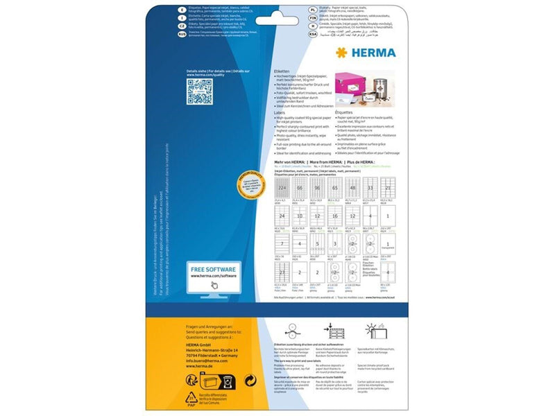 HERMA Inkjet-Etiketten A4, 25,4 x 25,4 mm, weiß, permanent haftend