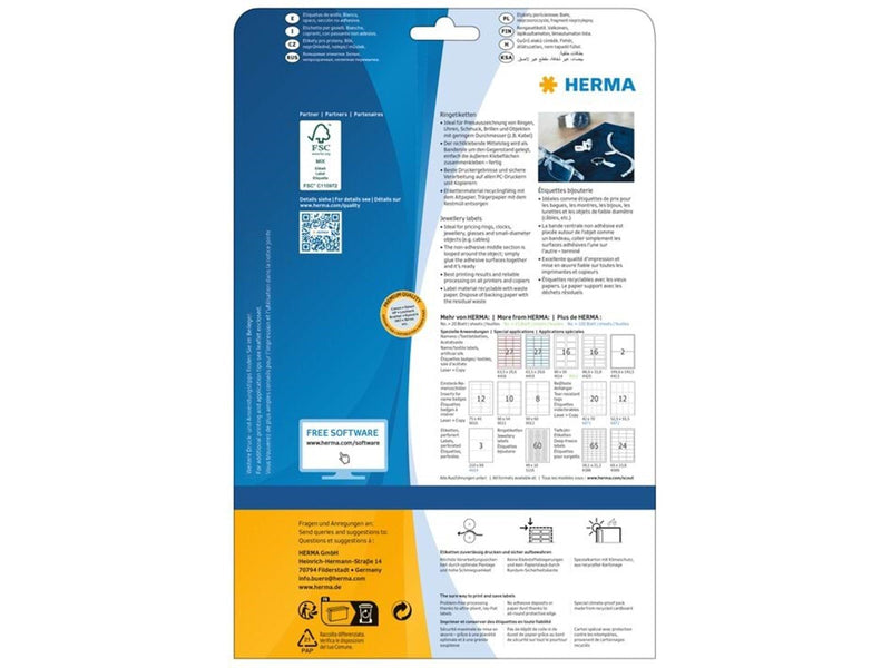 HERMA Ringetiketten A4, 49 x 10 mm, weiß, blickdicht, stark haftend