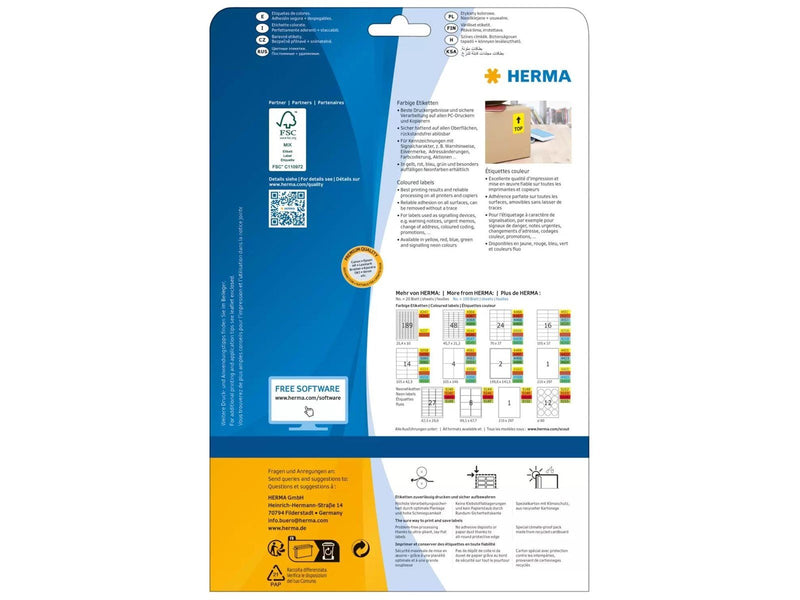 HERMA Coloured labels A4 105 x 148 mm blue removable