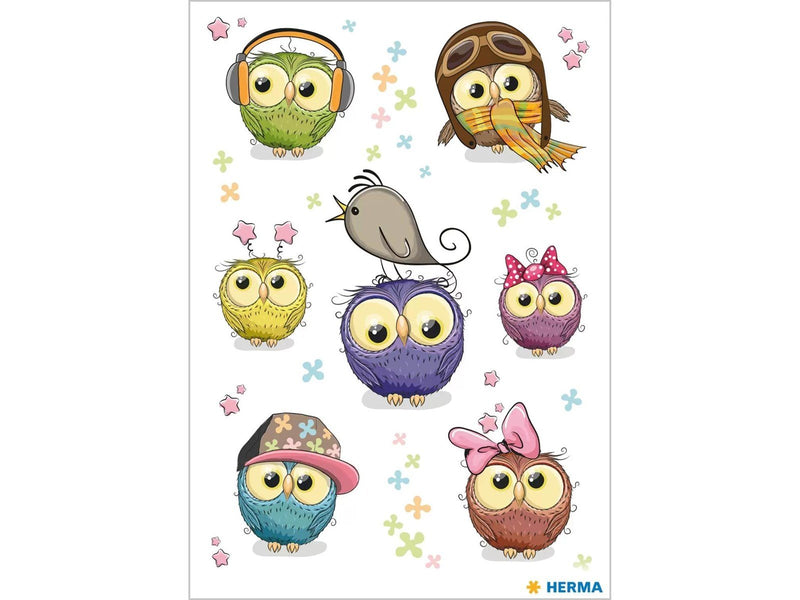 HERMA Stickers cute owls Transpuffy