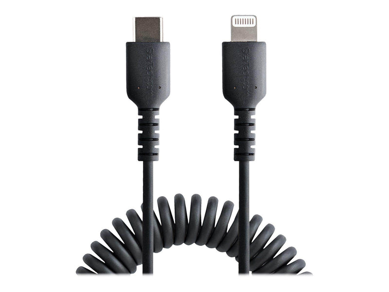 StarTech.com USB C to Lightning Cable 1m (3ft) MFi Certified Coiled iPhone Charger Cable Black