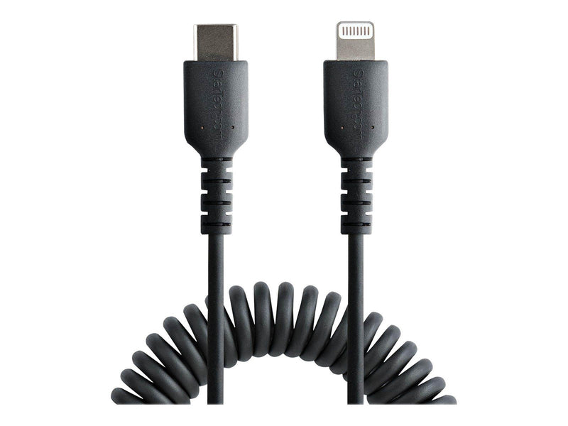 StarTech.com USB C to Lightning Cable 1m (3ft) MFi Certified Coiled iPhone Charger Cable Black