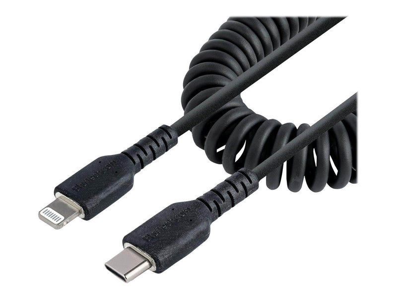 StarTech.com USB C to Lightning Cable 1m (3ft) MFi Certified Coiled iPhone Charger Cable Black