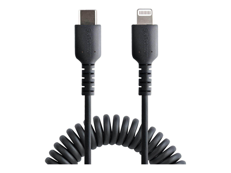 StarTech.com USB C to Lightning Cable 50cm/20in MFi Certified Coiled iPhone Charger Cable Black