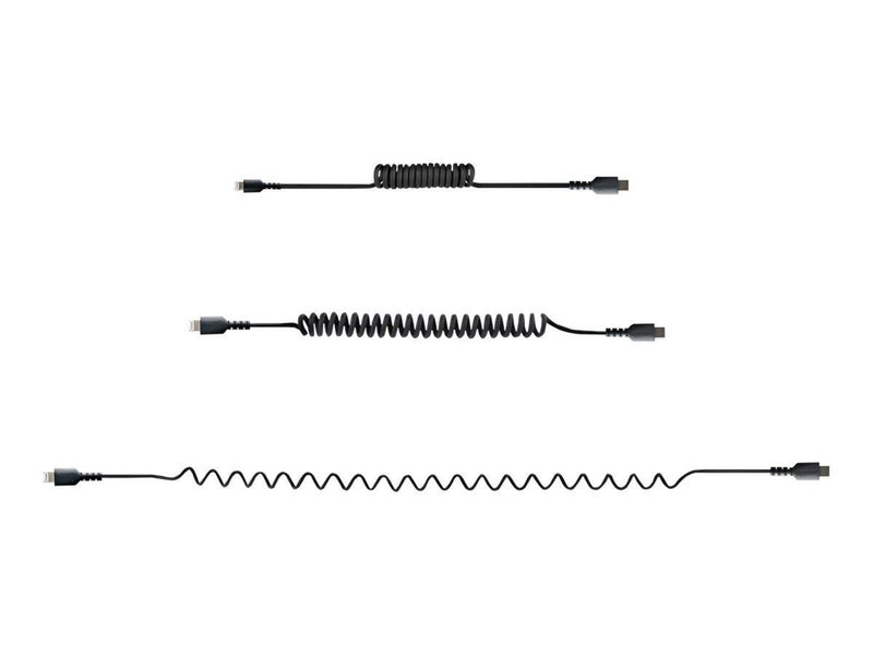 StarTech.com USB C to Lightning Cable 50cm/20in MFi Certified Coiled iPhone Charger Cable Black