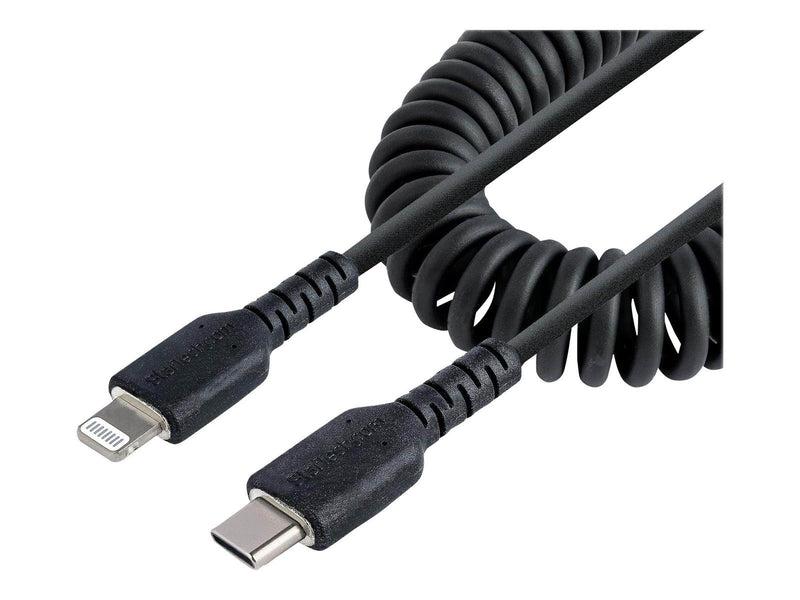 StarTech.com USB C to Lightning Cable 50cm/20in MFi Certified Coiled iPhone Charger Cable Black