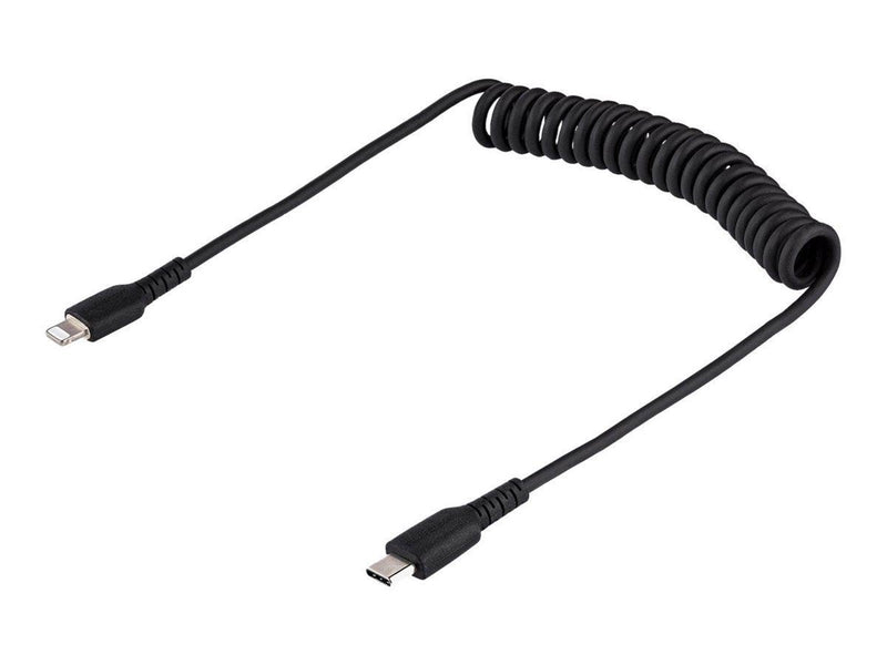 StarTech.com USB C to Lightning Cable 50cm/20in MFi Certified Coiled iPhone Charger Cable Black