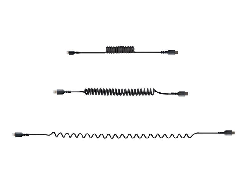 StarTech.com USB C to Lightning Cable 50cm/20in MFi Certified Coiled iPhone Charger Cable Black