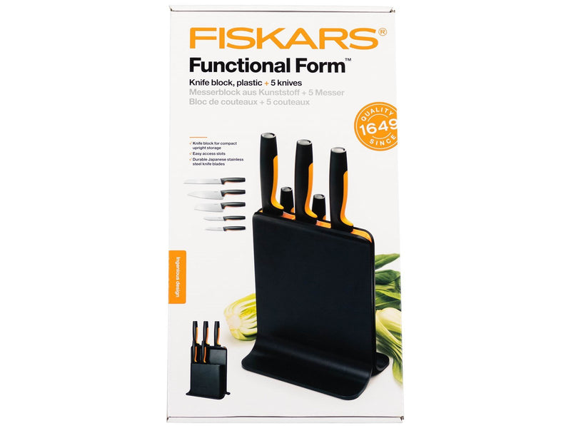 Fiskars Functional Form Plastic knife block 5 knives