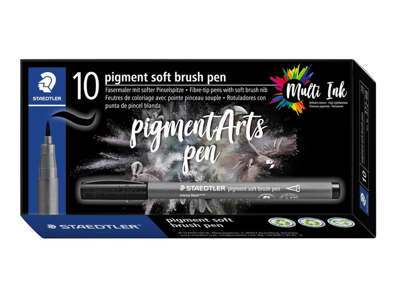 Staedtler pigment soft brush pen 10 pcs int. black