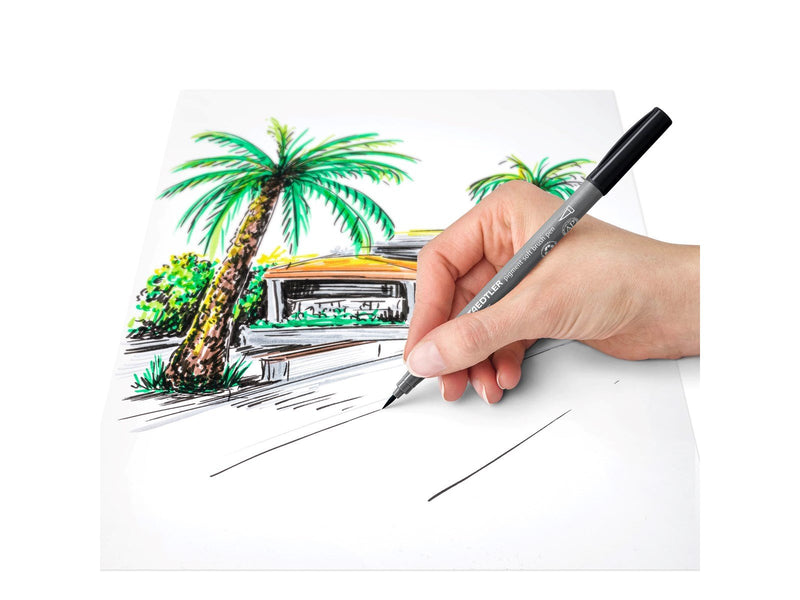 Staedtler pigment soft brush pen 10 pcs int. black