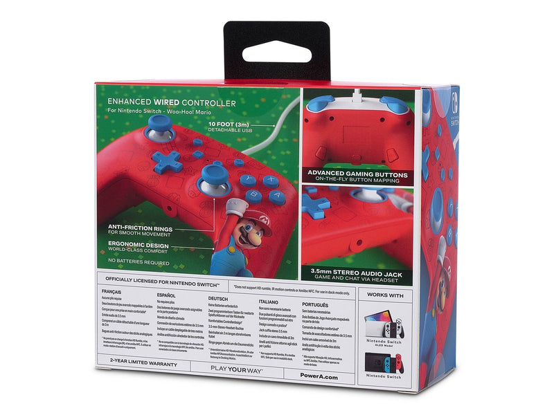 PowerA Enhanced Wired Controller for Nintendo Switch - Woo-hoo! Mario - Wired Controller - Nintendo Switch