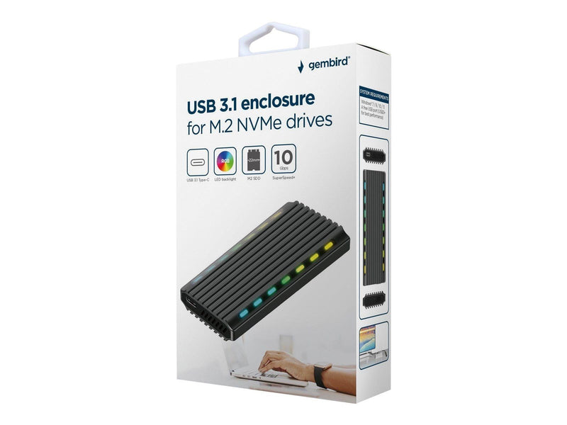 Gembird EE2280-U3C-03 - storage enclosure - M.2 Card (PCIe NVMe & SATA) - USB 3.1 (Gen 2)