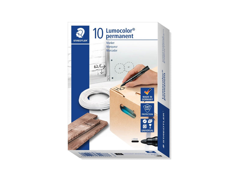 Staedtler Marker Lumocolor permanent.10 pcs Black