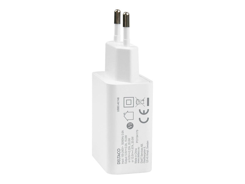 Deltaco USBC-AC146 power adapter - USB-C - 20 Watt