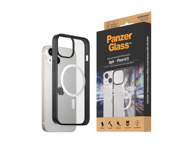 PanzerGlass ClearCase MagSafe Compatible Apple iPhone 14 | 13 | Black