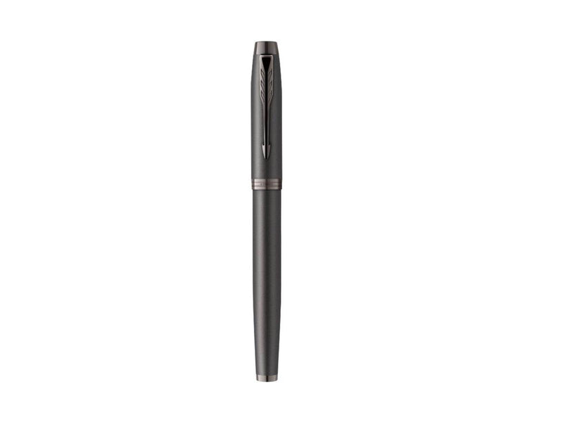 Parker IM Monochrome Rollerball | schwarze Tinte | Oberfläche und Zierteile in Dunkelgrau-Metallic | feine Spitze | Geschenkbox