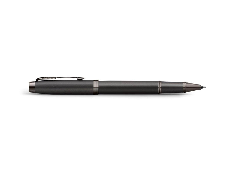 Parker IM Monochrome Rollerball | schwarze Tinte | Oberfläche und Zierteile in Dunkelgrau-Metallic | feine Spitze | Geschenkbox