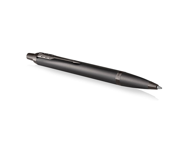 Parker IM Monochrome Kugelschreiber | blaue Tinte | Oberfläche und Zierteile in Dunkelgrau-Metallic | medium Spitze | Geschenkbo