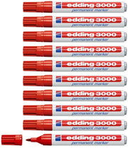 edding 3000 Permanentmarker 1,5 - 3,0 mm - rot - 10 Stück