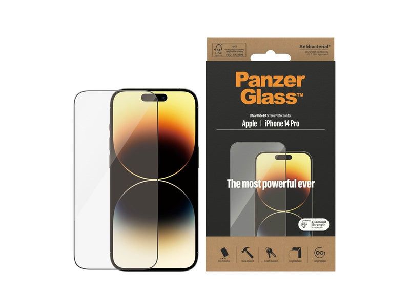 PanzerGlass Screen Protector Apple iPhone 14 Pro | Ultra-Wide Fit