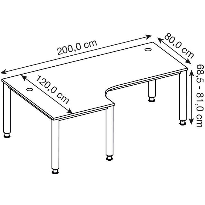 HAMMERBACHER VHS82/E/G höhenverstellbarer Schreibtisch 68,5 - 81 cm eiche / grafit