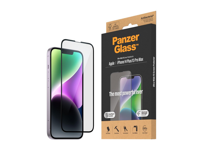 PanzerGlass Screen Protector Apple iPhone 14 Plus | 13 Pro Max | Ultra-Wide Fit w. EasyAligner