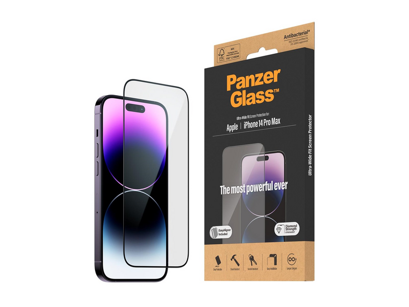 PanzerGlass Screen Protector Apple iPhone 14 Pro Max | Ultra-Wide Fit w. EasyAligner