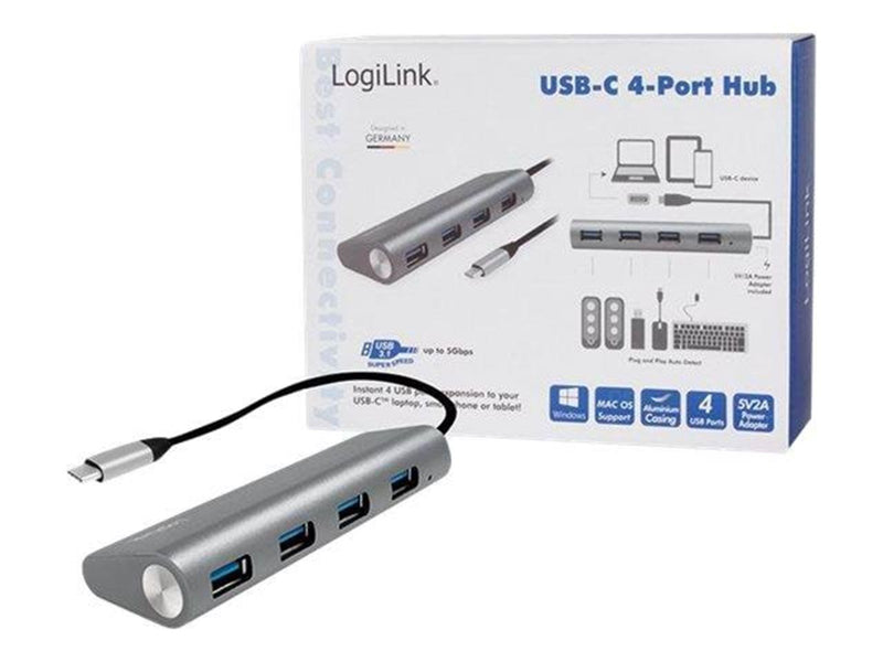 LogiLink USB-C 3.1 hub 4 port USB-Hubs - USB 3.2 - 4 - Grau