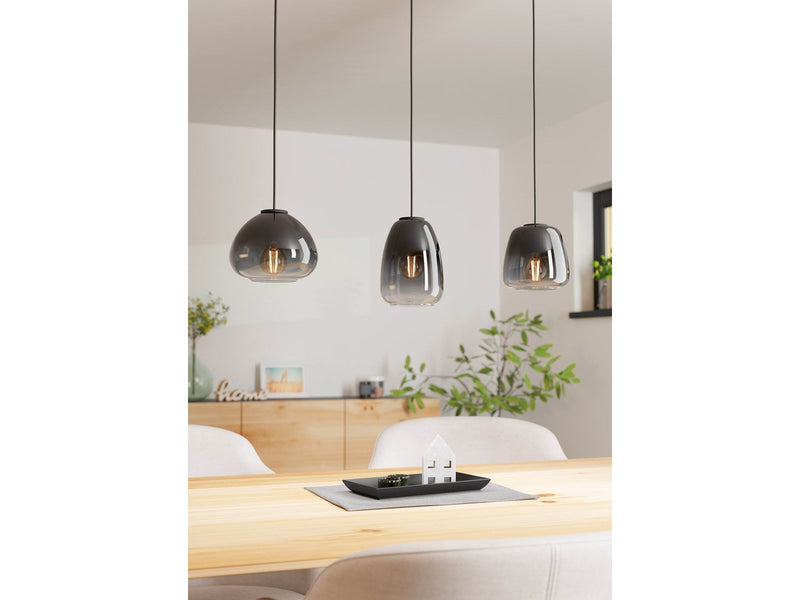 EGLO AGUILARES long table pendant oak/smoke