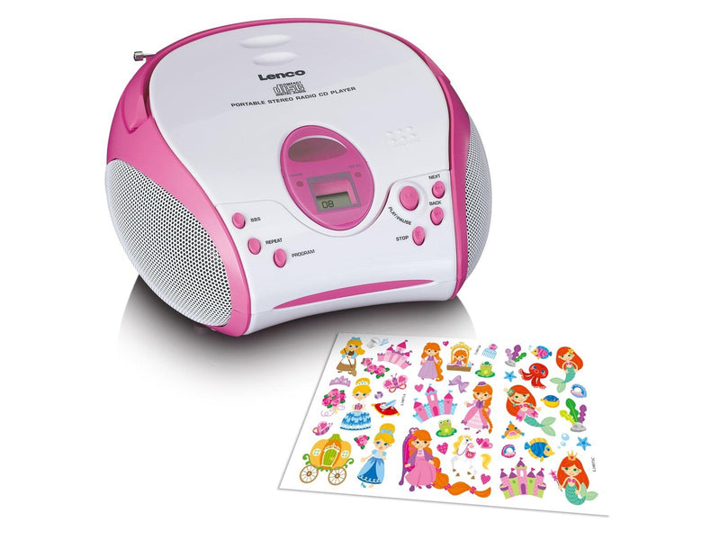 Lenco SCD-24PK kids - Portable stereo FM radio with CD player - Pink