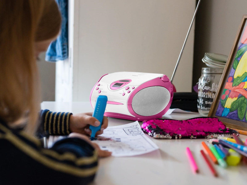 Lenco SCD-24PK kids - Portable stereo FM radio with CD player - Pink