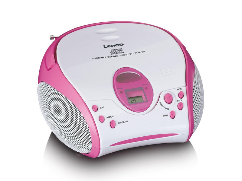 Lenco SCD-24PK kids - Portable stereo FM radio with CD player - Pink