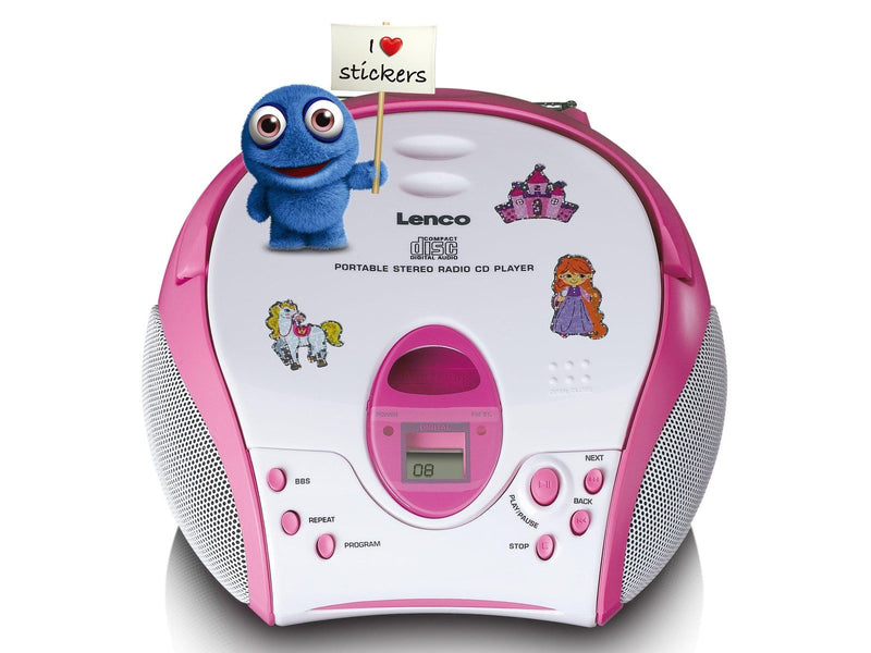 Lenco SCD-24PK kids - Portable stereo FM radio with CD player - Pink