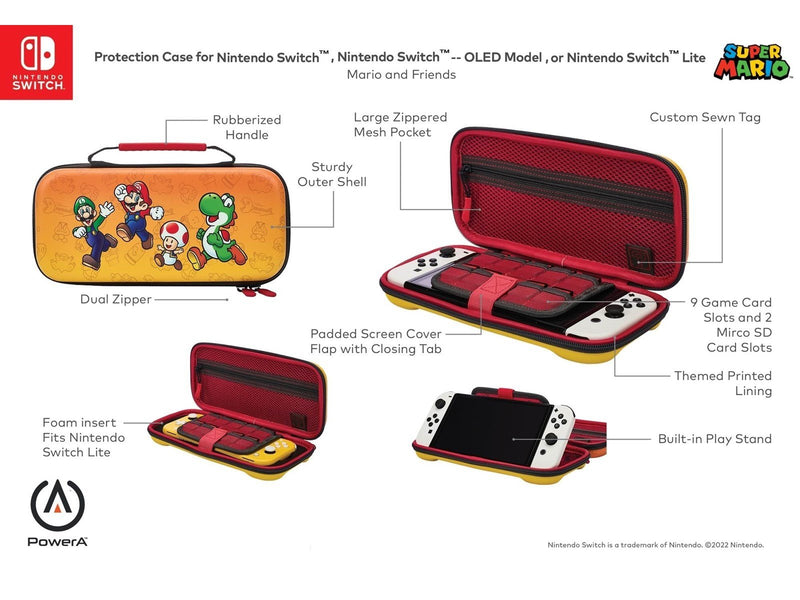 PowerA Protection Case for Nintendo Switch - OLED Model Nintendo Switch or Nintendo Switch Lite - Mario and Friends - Nintendo S