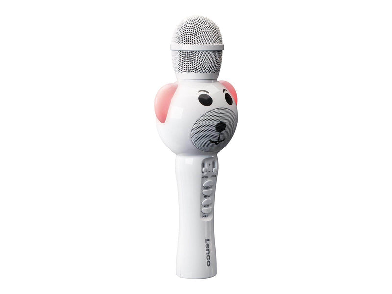 Lenco BMC-060WH - Karaoke microphone with Bluetooth® SD slot lights Aux out- White