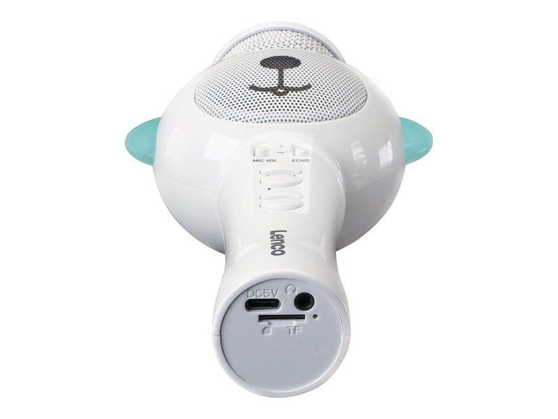 Lenco BMC-060WH - Karaoke microphone with Bluetooth® SD slot lights Aux out- White
