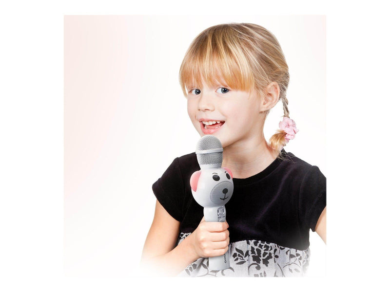 Lenco BMC-060WH - Karaoke microphone with Bluetooth® SD slot lights Aux out- White