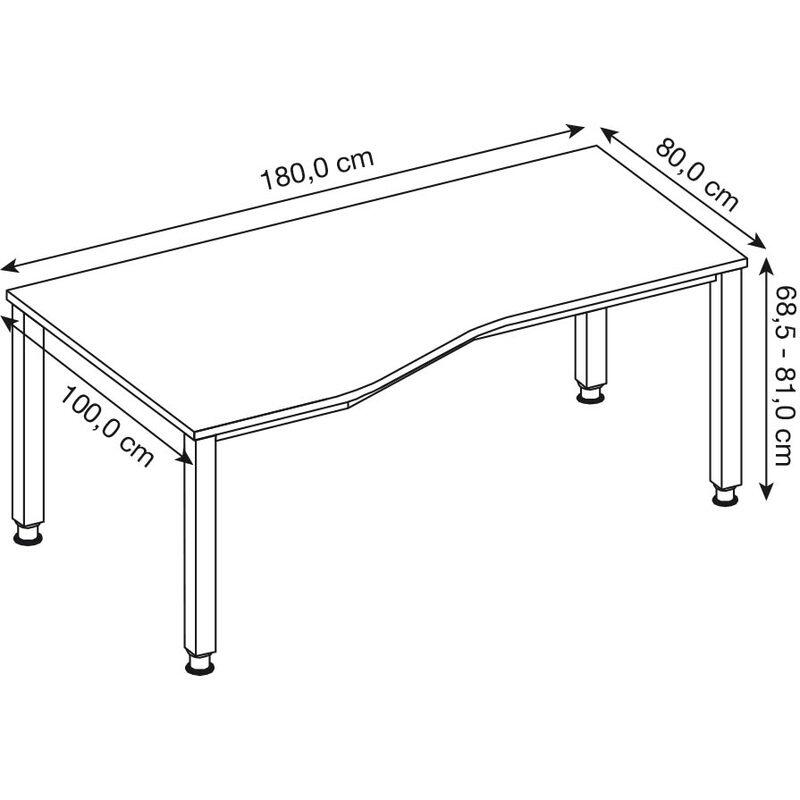 HAMMERBACHER VQS18/5/G höhenverstellbarer Schreibtisch 68,5 - 81 cm lichtgrau / grafit