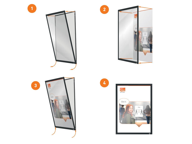 Nobo Impression Pro Clip-Rahmen A4 mit graphitgrauem Rahmen