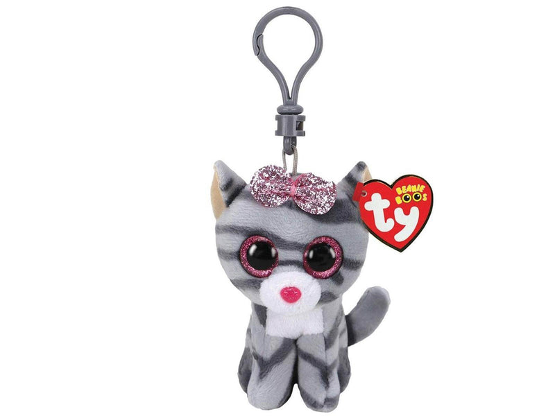 Ty Beanie Boo Clips - Kiki Grey Striped Cat 7cm