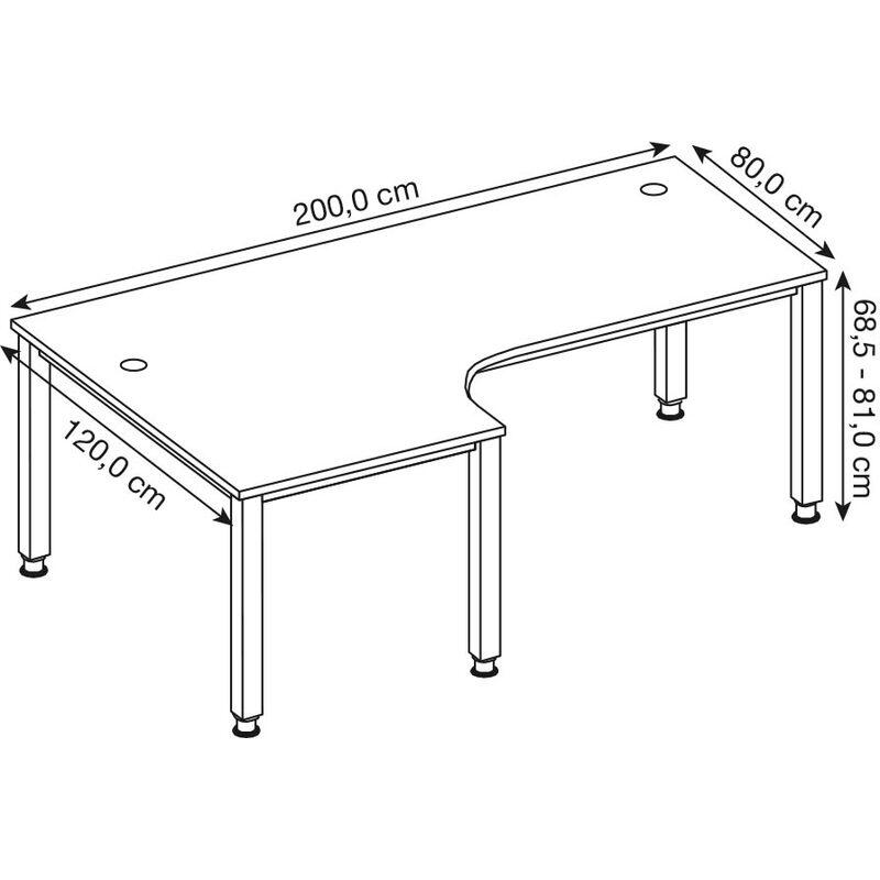 HAMMERBACHER VQS82/N/G höhenverstellbarer Schreibtisch 68,5 - 81 cm nussbaum / grafit