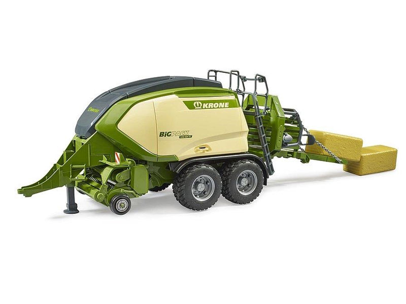 Bruder Krone Big Pack 1290 HDP VC with 2 square bales of hay