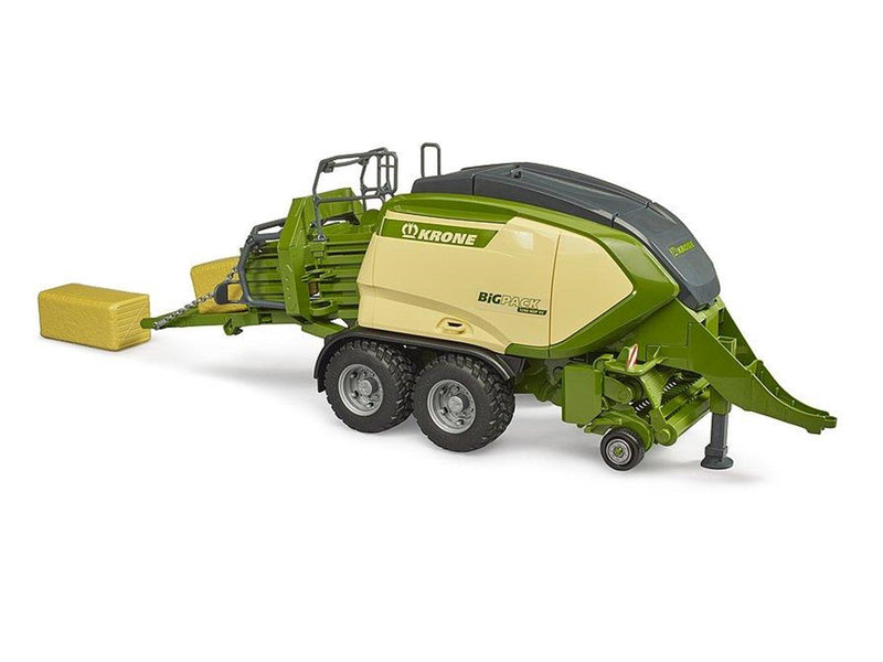 Bruder Krone Big Pack 1290 HDP VC with 2 square bales of hay