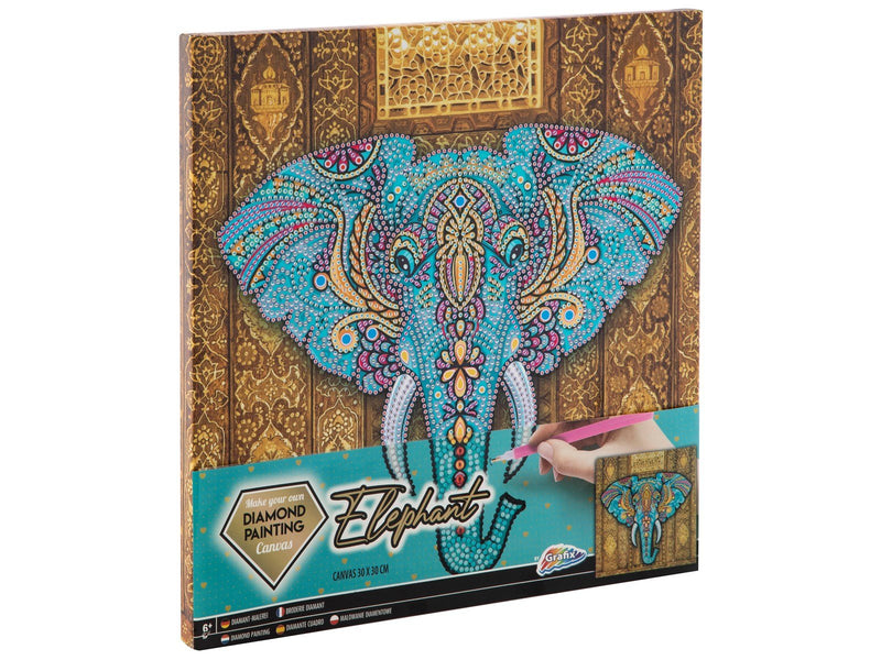 Grafix Diamond Painting on Canvas Elephant 30 x 30 cm