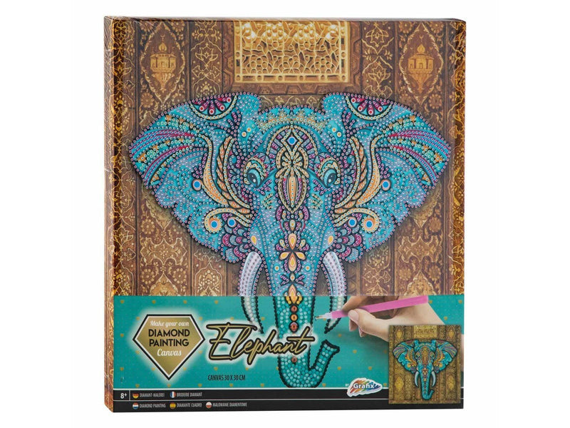 Grafix Diamond Painting on Canvas Elephant 30 x 30 cm