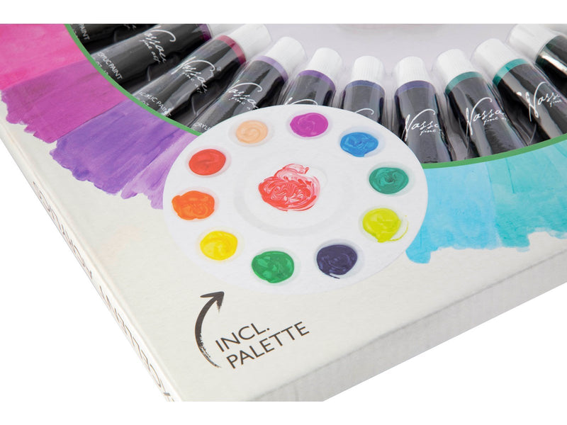 Nassau Acrylic colour paint circle 30 x 12ml + 1 palette