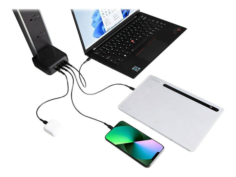 Targus power adapter - GaN - 2 x USB-C 2 x 9 pin USB Type A - 100 Watt