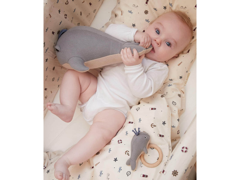 Filibabba Teddy 30 cm - Willie the whale Grey