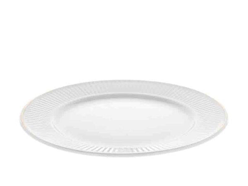 Pillivuyt Plissé Plate flat Dia 28 cm White/Matt gold